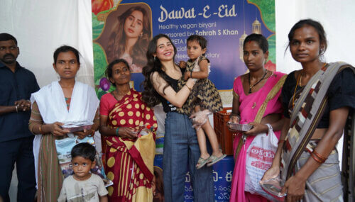 Singer-Actor Zahrah S. Khan Joins PETA India in Donating Vegan Biryani to Hundreds for Eid